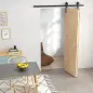 5FT/152CM Herrajes para Puerta Corredera Plegable para 2 Puertas con Riel para Granero Negro