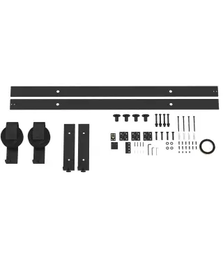 5FT/152CM Herrajes para Puerta Corredera Plegable para 2 Puertas con Riel para Granero Negro