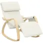 Silla Mecedora con Reposapiés Ajustable en 5 Posiciones Bolsillo Lateral Reposabrazos de Madera Reposacabezas Crema Silla Mecedora con Reposapiés Ajustable en 5 Posiciones Bolsillo Lateral Reposabrazos de Madera Reposacabezas Crema