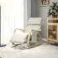 Silla Mecedora con Reposapiés Ajustable en 5 Posiciones Bolsillo Lateral Reposabrazos de Madera Reposacabezas Crema Silla Mecedora con Reposapiés Ajustable en 5 Posiciones Bolsillo Lateral Reposabrazos de Madera Reposacabezas Crema