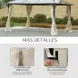 4 Paredes Laterales para Cenador 302x205 cm con 40 Ganchos y Anillos en C para Pérgola Gazebo Beige