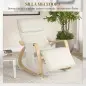 Silla Mecedora con Reposapiés Ajustable en 5 Posiciones Bolsillo Lateral Reposabrazos de Madera Reposacabezas Crema Silla Mecedora con Reposapiés Ajustable en 5 Posiciones Bolsillo Lateral Reposabrazos de Madera Reposacabezas Crema