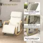 Silla Mecedora con Reposapiés Ajustable en 5 Posiciones Bolsillo Lateral Reposabrazos de Madera Reposacabezas Crema Silla Mecedora con Reposapiés Ajustable en 5 Posiciones Bolsillo Lateral Reposabrazos de Madera Reposacabezas Crema