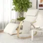Silla Mecedora con Reposapiés Ajustable en 5 Posiciones Bolsillo Lateral Reposabrazos de Madera Reposacabezas Crema Silla Mecedora con Reposapiés Ajustable en 5 Posiciones Bolsillo Lateral Reposabrazos de Madera Reposacabezas Crema