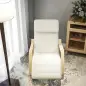 Silla Mecedora con Reposapiés Ajustable en 5 Posiciones Bolsillo Lateral Reposabrazos de Madera Reposacabezas Crema Silla Mecedora con Reposapiés Ajustable en 5 Posiciones Bolsillo Lateral Reposabrazos de Madera Reposacabezas Crema