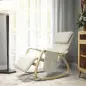 Silla Mecedora con Reposapiés Ajustable en 5 Posiciones Bolsillo Lateral Reposabrazos de Madera Reposacabezas Crema Silla Mecedora con Reposapiés Ajustable en 5 Posiciones Bolsillo Lateral Reposabrazos de Madera Reposacabezas Crema
