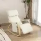 Silla Mecedora con Reposapiés Ajustable en 5 Posiciones Bolsillo Lateral Reposabrazos de Madera Reposacabezas Crema Silla Mecedora con Reposapiés Ajustable en 5 Posiciones Bolsillo Lateral Reposabrazos de Madera Reposacabezas Crema
