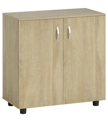 Archivador de Oficina con 2 Puertas Cerradura Estantes para Sala de Estar Estudio 80x40x80 cm Roble