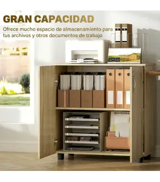 Archivador de Oficina con 2 Puertas Cerradura Estantes para Sala de Estar Estudio 80x40x80 cm Roble