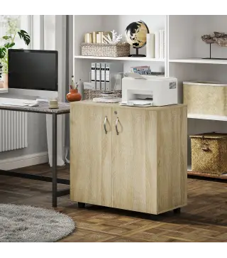 Archivador de Oficina con 2 Puertas Cerradura Estantes para Sala de Estar Estudio 80x40x80 cm Roble