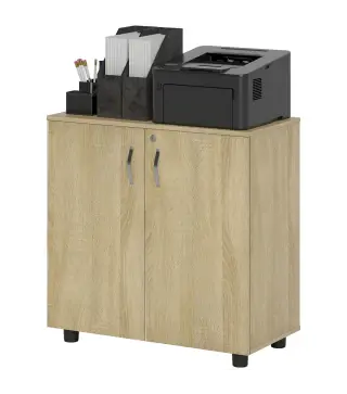 Archivador de Oficina con 2 Puertas Cerradura Estantes para Sala de Estar Estudio 80x40x80 cm Roble