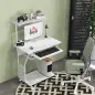 Mesa Escritorio de Ordenador Móvil con Bandeja para Teclado Estante para CPU Estantes y Ruedas 80x50x130 cm Blanco