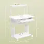 Mesa Escritorio de Ordenador Móvil con Bandeja para Teclado Estante para CPU Estantes y Ruedas 80x50x130 cm Blanco