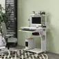 Mesa Escritorio de Ordenador Móvil con Bandeja para Teclado Estante para CPU Estantes y Ruedas 80x50x130 cm Blanco