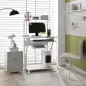 Mesa Escritorio de Ordenador Móvil con Bandeja para Teclado Estante para CPU Estantes y Ruedas 80x50x130 cm Blanco