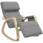 Silla Mecedora con Reposapiés Ajustable en 5 Posiciones Bolsillo Lateral Reposabrazos de Madera Reposacabezas Gris Silla Mecedora con Reposapiés Ajustable en 5 Posiciones Bolsillo Lateral Reposabrazos de Madera Reposacabezas Gris
