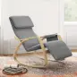 Silla Mecedora con Reposapiés Ajustable en 5 Posiciones Bolsillo Lateral Reposabrazos de Madera Reposacabezas Gris Silla Mecedora con Reposapiés Ajustable en 5 Posiciones Bolsillo Lateral Reposabrazos de Madera Reposacabezas Gris
