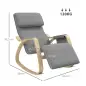 Silla Mecedora con Reposapiés Ajustable en 5 Posiciones Bolsillo Lateral Reposabrazos de Madera Reposacabezas Gris Silla Mecedora con Reposapiés Ajustable en 5 Posiciones Bolsillo Lateral Reposabrazos de Madera Reposacabezas Gris