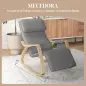Silla Mecedora con Reposapiés Ajustable en 5 Posiciones Bolsillo Lateral Reposabrazos de Madera Reposacabezas Gris Silla Mecedora con Reposapiés Ajustable en 5 Posiciones Bolsillo Lateral Reposabrazos de Madera Reposacabezas Gris