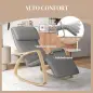 Silla Mecedora con Reposapiés Ajustable en 5 Posiciones Bolsillo Lateral Reposabrazos de Madera Reposacabezas Gris Silla Mecedora con Reposapiés Ajustable en 5 Posiciones Bolsillo Lateral Reposabrazos de Madera Reposacabezas Gris
