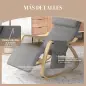 Silla Mecedora con Reposapiés Ajustable en 5 Posiciones Bolsillo Lateral Reposabrazos de Madera Reposacabezas Gris Silla Mecedora con Reposapiés Ajustable en 5 Posiciones Bolsillo Lateral Reposabrazos de Madera Reposacabezas Gris