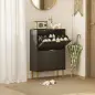 Zapatero Estrecho con 2 Puertas Acanaladas con Estantes Ajustables para 12 Pares de Zapatos 60x24x91,5 cm Negro Zapatero Estrecho con 2 Puertas Acanaladas con Estantes Ajustables para 12 Pares de Zapatos 60x24x91,5 cm Negro
