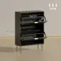 Zapatero Estrecho con 2 Puertas Acanaladas con Estantes Ajustables para 12 Pares de Zapatos 60x24x91,5 cm Negro Zapatero Estrecho con 2 Puertas Acanaladas con Estantes Ajustables para 12 Pares de Zapatos 60x24x91,5 cm Negro