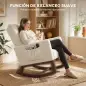 Silla Mecedora con Cojín Lumbar Tapizada en Franela de Nieve Respaldo Alto Base de Madera Bolsillos Laterales Crema Silla Mecedora con Cojín Lumbar Tapizada en Franela de Nieve Respaldo Alto Base de Madera Bolsillos Laterales Crema