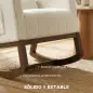 Silla Mecedora con Cojín Lumbar Tapizada en Franela de Nieve Respaldo Alto Base de Madera Bolsillos Laterales Crema Silla Mecedora con Cojín Lumbar Tapizada en Franela de Nieve Respaldo Alto Base de Madera Bolsillos Laterales Crema