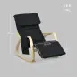 Silla Mecedora con Reposapiés Ajustable en 5 Posiciones Bolsillo Lateral Reposabrazos de Madera Reposacabezas Negro Silla Mecedora con Reposapiés Ajustable en 5 Posiciones Bolsillo Lateral Reposabrazos de Madera Reposacabezas Negro
