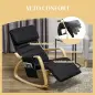 Silla Mecedora con Reposapiés Ajustable en 5 Posiciones Bolsillo Lateral Reposabrazos de Madera Reposacabezas Negro Silla Mecedora con Reposapiés Ajustable en 5 Posiciones Bolsillo Lateral Reposabrazos de Madera Reposacabezas Negro