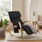 Silla Mecedora con Reposapiés Ajustable en 5 Posiciones Bolsillo Lateral Reposabrazos de Madera Reposacabezas Negro Silla Mecedora con Reposapiés Ajustable en 5 Posiciones Bolsillo Lateral Reposabrazos de Madera Reposacabezas Negro