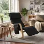 Silla Mecedora con Reposapiés Ajustable en 5 Posiciones Bolsillo Lateral Reposabrazos de Madera Reposacabezas Negro Silla Mecedora con Reposapiés Ajustable en 5 Posiciones Bolsillo Lateral Reposabrazos de Madera Reposacabezas Negro