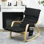 Silla Mecedora con Reposapiés Ajustable en 5 Posiciones Bolsillo Lateral Reposabrazos de Madera Reposacabezas Negro Silla Mecedora con Reposapiés Ajustable en 5 Posiciones Bolsillo Lateral Reposabrazos de Madera Reposacabezas Negro
