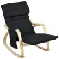 Silla Mecedora con Reposapiés Ajustable en 5 Posiciones Bolsillo Lateral Reposabrazos de Madera Reposacabezas Negro Silla Mecedora con Reposapiés Ajustable en 5 Posiciones Bolsillo Lateral Reposabrazos de Madera Reposacabezas Negro