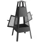 Brasero de Exterior con Chimenea Cónica 41x40,5x97 cm Acero al Carbono con Malla Protectora para Patio Terraza Negro