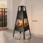 Brasero de Exterior con Chimenea Cónica 41x40,5x97 cm Acero al Carbono con Malla Protectora para Patio Terraza Negro