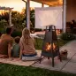 Brasero de Exterior con Chimenea Cónica 41x40,5x97 cm Acero al Carbono con Malla Protectora para Patio Terraza Negro