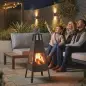 Brasero de Exterior con Chimenea Cónica 41x40,5x97 cm Acero al Carbono con Malla Protectora para Patio Terraza Negro