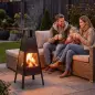 Brasero de Exterior con Chimenea Cónica 41x40,5x97 cm Acero al Carbono con Malla Protectora para Patio Terraza Negro