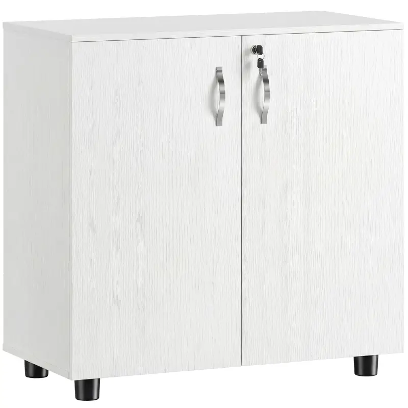 Archivador de Oficina con 2 Puertas Cerradura Estantes para Sala de Estar Estudio 80x40x80 cm Blanco Archivador de Oficina con 2 Puertas Cerradura Estantes para Sala de Estar Estudio 80x40x80 cm Blanco