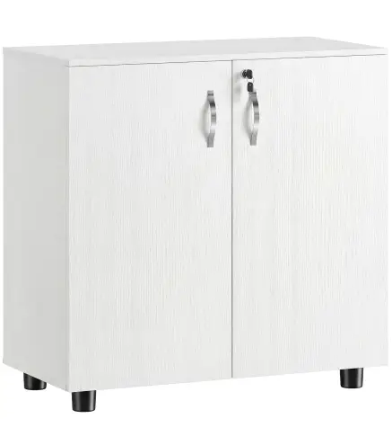 Archivador de Oficina con 2 Puertas Cerradura Estantes para Sala de Estar Estudio 80x40x80 cm Blanco