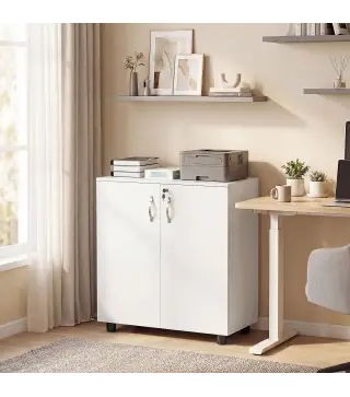 Archivador de Oficina con 2 Puertas Cerradura Estantes para Sala de Estar Estudio 80x40x80 cm Blanco