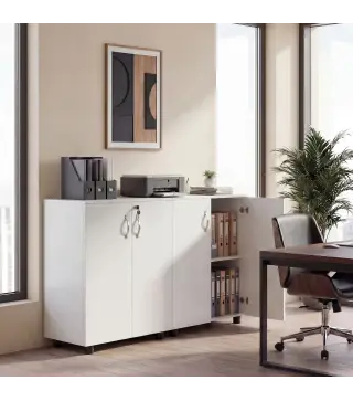 Archivador de Oficina con 2 Puertas Cerradura Estantes para Sala de Estar Estudio 80x40x80 cm Blanco