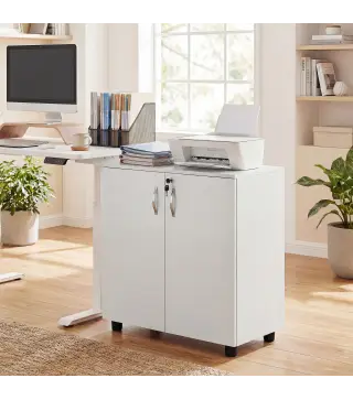 Archivador de Oficina con 2 Puertas Cerradura Estantes para Sala de Estar Estudio 80x40x80 cm Blanco