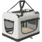 Transportín Perros Gatos Plegable 60x42x44 cm Correa para Coche Cojín Lavable Cuenco Plegable 2 Bolsillos Gris Claro