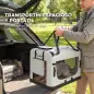 Transportín Perros Gatos Plegable 60x42x44 cm Correa para Coche Cojín Lavable Cuenco Plegable 2 Bolsillos Gris Claro