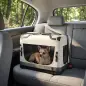 Transportín Perros Gatos Plegable 60x42x44 cm Correa para Coche Cojín Lavable Cuenco Plegable 2 Bolsillos Gris Claro