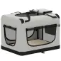 Transportín Perros Gatos Plegable 70x52x50 cm Correa para Coche Cojín Lavable Cuenco Plegable 2 Bolsillos Gris Claro