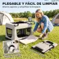 Transportín Perros Gatos Plegable 70x52x50 cm Correa para Coche Cojín Lavable Cuenco Plegable 2 Bolsillos Gris Claro